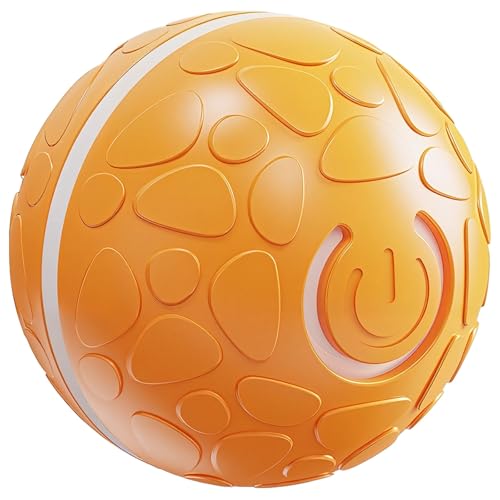 Chewtoyo Automatic Shaky Dog Ball Toy, 2.6 in, USB Rechargeable, Bouncy Led Light, Bite-Resistant TPU, Interactive Self-Playing Pet Toy, Orange