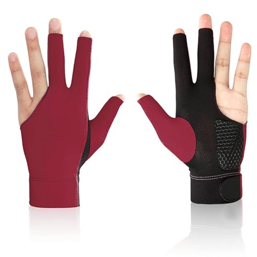 Guantes de billar antideslizantes con dedo abierto y ajuste regulable para mano izquierda o derecha