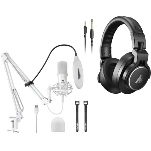 MAONO USB Microphone, 192kHz/24bit Plug & Play PC Computer Podcast Condenser Cardioid Metal Mic Kit with Professional Sound Chipset for Recording, Gaming, Singing, YouTube