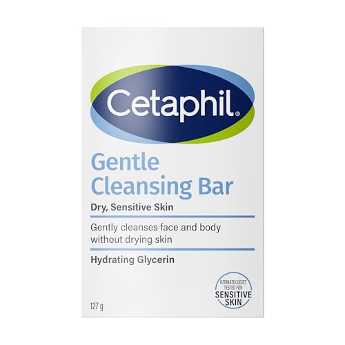 Cetaphil Gentle Nourishing Cleansing Bar | Normal & Dry Sensitive Skin | Face & Body | Unscented | Hypoallergenic | Non-Comedogenic | Men & Women | 127g | Dermatologist Recommended