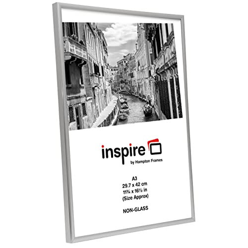 Hampton Frames BACKLOADER Poster Certificate Photo Frame Acrylic (Non Glass) Silver A3 (30x42cm) A3MARSIL - Image 2