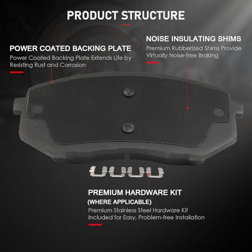 Image of cciyu D1855 Front Ceramic Disc Brake Pads Kit For Hyundai For Elantra GT 18-20 /For Kona 18-23 /For Sonata 16-19 /For Veloster 19-21,For Kia For Forte 19-23 /For Forte5 20-22 /For Optima 16-20