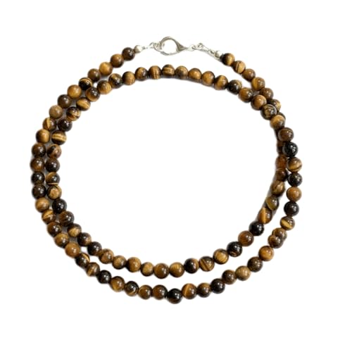 Collier œil de tigre naturel LKBEADS perles 4mm marron fait main LKSLF_NCK_00079