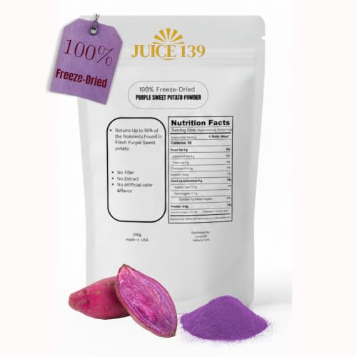 JUICE 139 100% Freeze-Dried Purple Sweet Potato Powder – 8 oz Pure Whole-Food Superfood | 95% Nutrient, Color & Flavor Retention | No Fillers, No Extracts, No Additives | Non-GMO, Vegan, Complex Carb Energy
