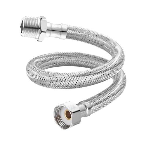 Qrity 1 Piezas Extensión de Conexión de Acero Inoxidable, G1/2' Hembra x G1/2' Macho Manguera Flexible de Agua, para Conectar un Grifo, 10 cm