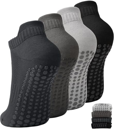 ACTINPUT Unisex Pilates Grip Socks for Women Men, Non Slip Grippy Socks for Yoga Barre Hospital Workout