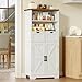 TEENFON 49.6''H Tall Storage Cabinet with Adjustable Shelf & 2 Drawers, Cupboard, Bathroom Floor Farmhouse Cabinet for Living Room, Entryway, Home Office, White