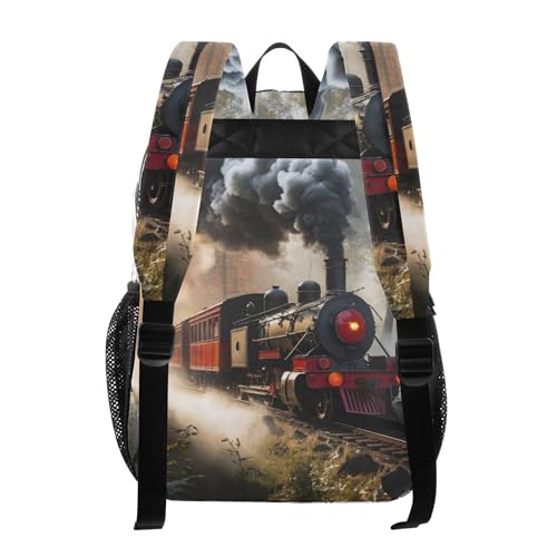 Old Steam Train Black Clear Backpack PVC Transparent Backpack Lightweight Book Bag Capacity Clear Bag for Kids Boys Girls3