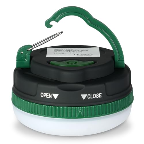 Flintronic Lanterne Camping, 5 Modes Lampe Tente Camping, Portable SOS Light Lampe de Camping LED avec Crochet IP43 Étanche pour D'extérieur, Randonnée, Pêche, Coupures Courant (1PC,Piles Non Inclus)