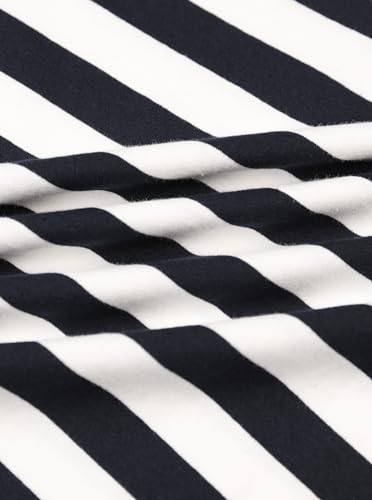 LilyCoco Striped Off The Shoulder Tops for Women Short Sleeve Sexy Fitted Pirate Shirt Mid Navy Stripe X-Small