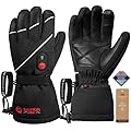 SAVIOR HEAT Heated Gloves for Men Women, Rechargeable Electric Heated Leather Skiing and Snowboarding Gloves (XS)