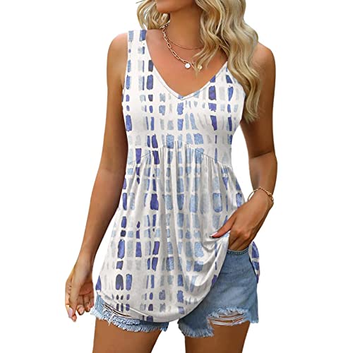 Daily Deals Summer Tank Tops Womens Summer Casual Sleeveless Camis Tank Tops Loose Fit Cute Tunic Pleated Fashion Shirts #TOP20