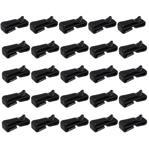 Bxian 25PCS Black Plastic Webbing Holder Inside Diameter 25mm Hiking Camping Outdoor Backpacking Helmet Goggle Strap Keeping Clip Buckle Accessory