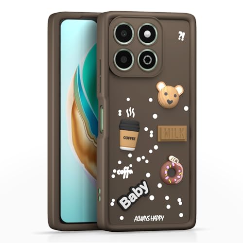 Image of Pikkme Back Cover for Honor X6b | Cute Fun Cartoon 3D Bear Silicone Full Body Protection Bumper Case (Brown)