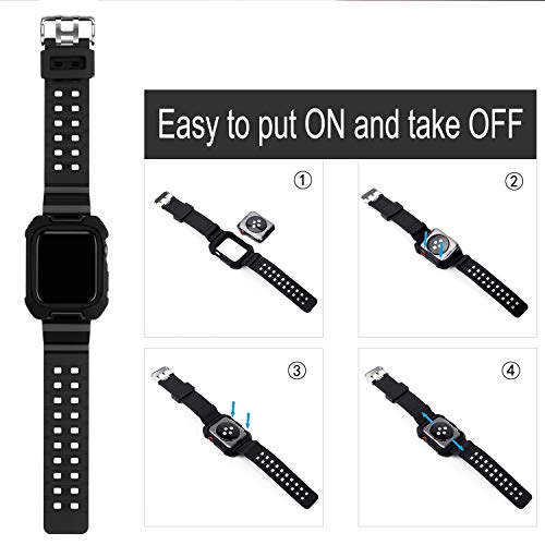 Compatible Apple Watch Band With Case 38Mm, Mairui Rugged Protective G Shock Replacement Wristband For Apple Watch Iwatch Series 3/2/1, Nike+/Sport/Edition (Black) #TOP4