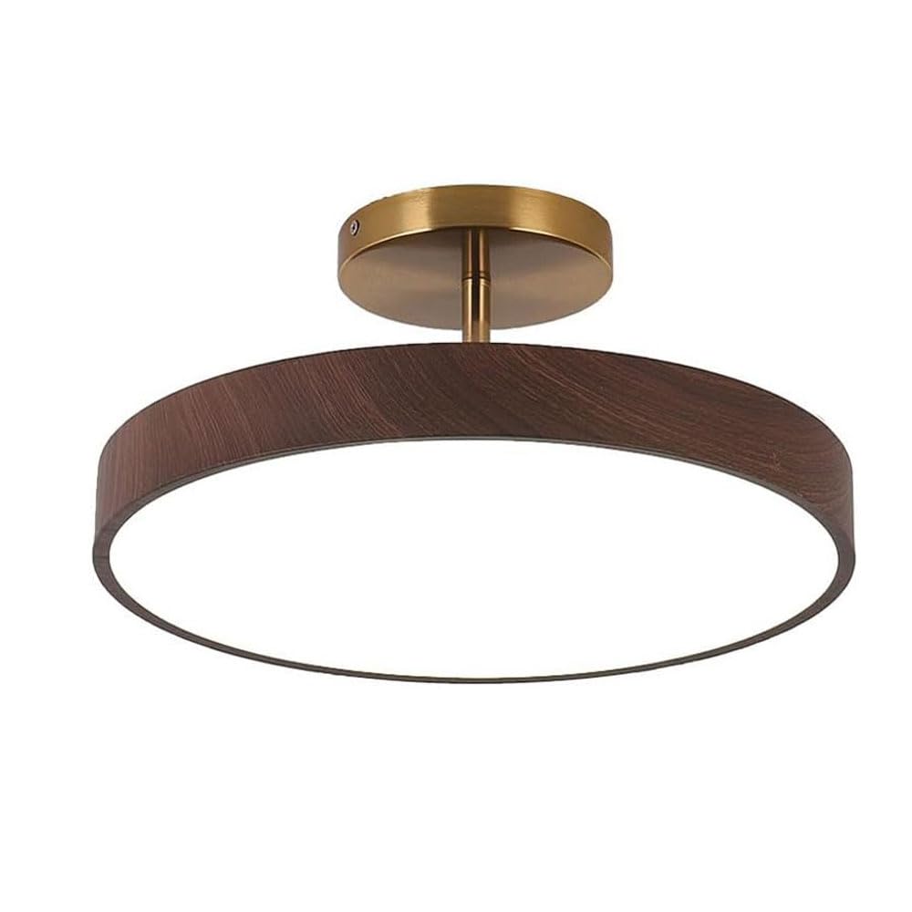 Plafonnier LED semi-encastre compact et plafonnier rond bois anti-eblouissement
