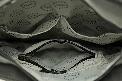 Myra Bag Walnut Upcycled Canvas Shoulder Bag S-1362, Gray, One Size, Medium3