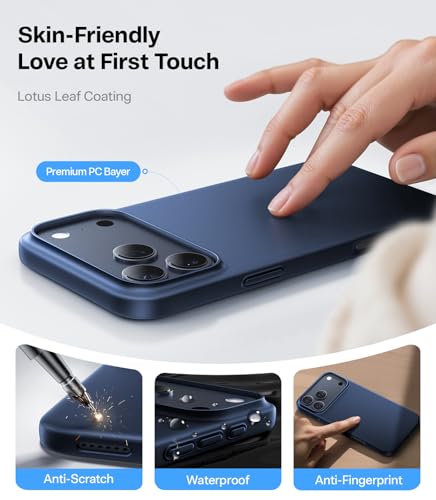 Image of TORRAS Slim Fit for iPhone 17 Pro Case Thin 6.3 inch Velvety Matte Blue