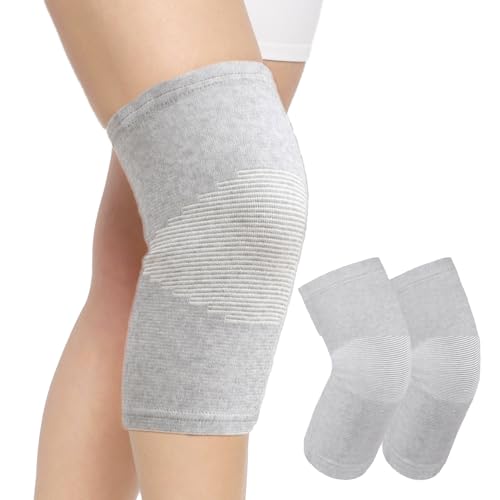 Lot de 2 genouillères en bambou pour femme avec compression - Respirantes - Pour homme et femme - Pour le volley-ball, l'entraînement, l'arthrose, le sport