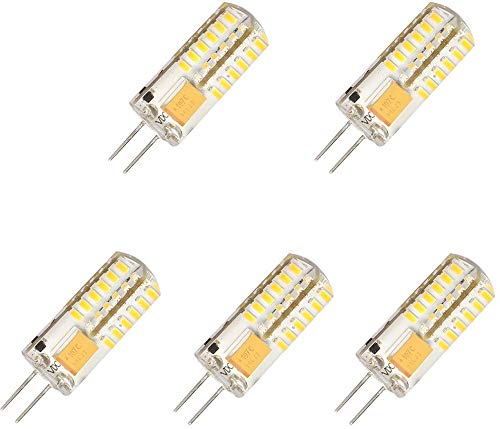 GHiycotdl 5 x G4 3 W LED Bulb AC/DC 12 V Warm White 250lm 2700 – 3200 K 360º Angle Of FACIO Light, LED Energy Saving Lamp SMD 3014 LEDs
