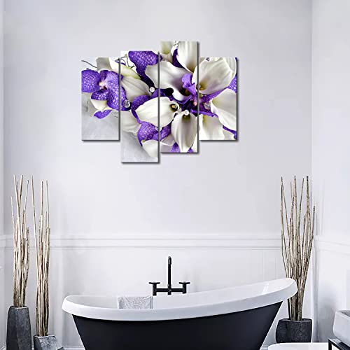 Bunch Of Flowers In White And Dark Purple Wall Art Painting Pictures Print On Canvas Flower The Picture For Home Modern Decoration #TOP3