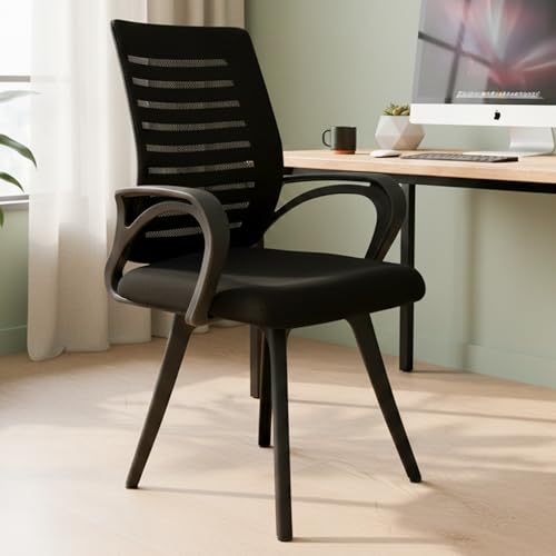 Image of MRC Boom Fix Ergonomic Office Chair - Breathable Mid-Back Mesh Desk Chair with Contoured Armrests, Comfortable Padded Seat - Modern Task Chair for Home Office and Study (Black)