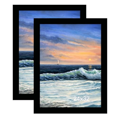 Image of LUCKYLIFE 24x32 Picture Frame, Wall Hanging Poster Frames, Display Pictures 24 x 32 without Mat, Pack of 2, Black