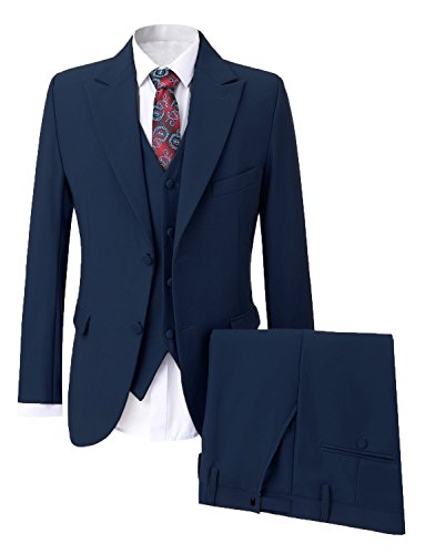 Costume de mariage pour hommes coupe slim à deux boutons bleu marine élégant
