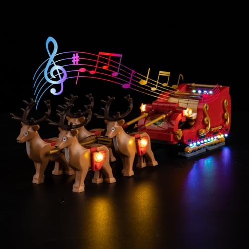 BrickSoul LED Light Up Kit Compatible with Lego Christmas Santa's Sleigh 40499 Building Set for Adults, Upgraded Sound Version with Music Playback, Lighting Accessories, Not 40499 Building