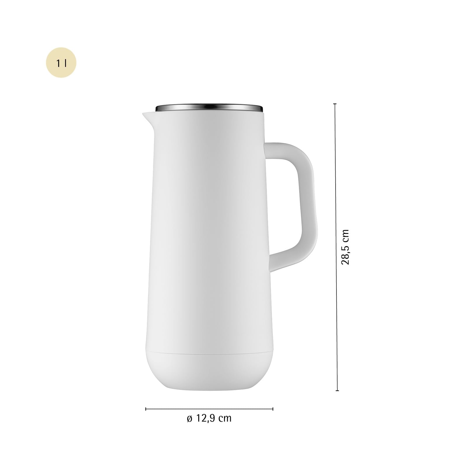 WMF Impulse Thermoskanne 1l, Isolierkanne für Kaffee oder Tee, Drehverschluss, hält Getränke 24h kalt und warm, Thermoskanne für Kaffee oder Tee, weiß