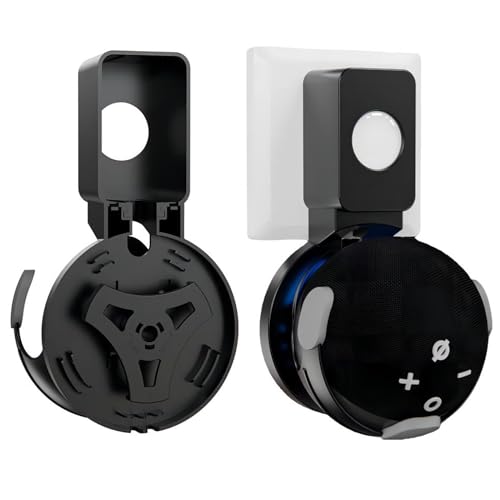 BRIMFORD Soporte de pared para altavoz casero inteligente Echo Dot (4ª y 5ª generación), gancho de salida Dot con gestión de cables incorporada, accesorios Dot ahorro de espacio