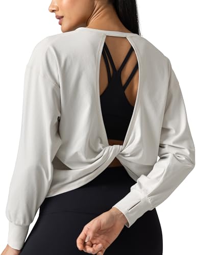 Colorfulkoala Long Sleeve Shirts for Women Oversized Crew Neck Tops Casual Workout Fashion T-Shirts