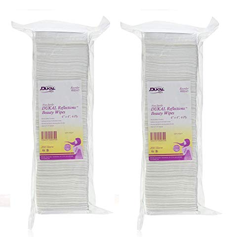 Dukal Reflections Lot de 200 lingettes de beauté non stériles sans latex 4 plis 10,2 x 10,2 cm 2 Pack Cover