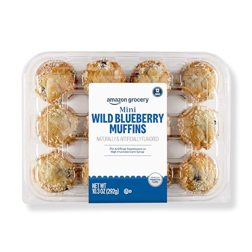 Amazon Grocery, Mini Wild Blueberry Muffins, 10.3 Oz, 12 Ct, Frozen