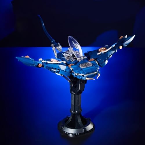 Image of SKY LINE OCEAN Mechanical Manta Marine Life Building Blocks Set with LED Lights & Movable Joints (689+ PCS) | Steampunk Sea Creature Model with Display Stand | 5 Year Structural Warranty