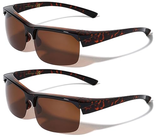 V.W.E. Men Half Rim Polarized Sport FIT OVER Sunglasses Wear Over Prescription Eyeglasses 100% UV Protection