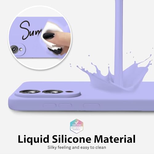 Image of DIZORO Microfiber Candy Case Compatible for Samsung S25 Edge 5g Smooth Touch Cushion Liquid Soft Silicone Gel Rubber Phone Cases Non-Slip Full Body Protective Shockproof Back Cover - Purple