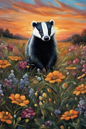 Badger Gift: 108 Lined Page Notebook With Badger Graphic On Every Page, Journal, Diary, Artistic, 6x9 Inches