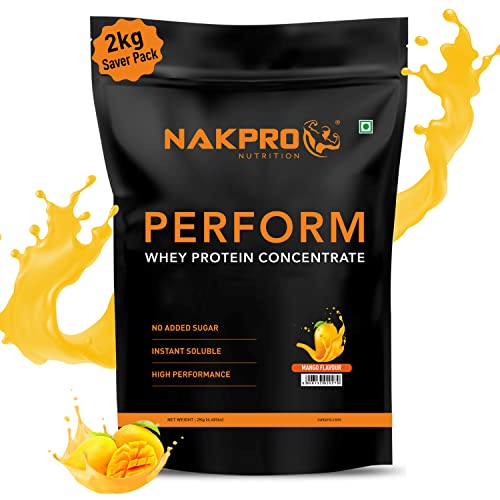Image of NAKPRO NUTRITION Perform Whey Protein Concentrate | 2kg Mango | 24g Protein, Trustified Certified