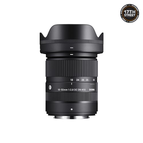 Image of Sigma 18-50mm F2.8 DC DN Contemporary Lens for Sony E-Mount with Tiffen 55mm UV Protector Filter, SanDisk 128GB Extreme PRO UHS-I SDXC Memory Card and Waith Camera Backpack (Bundle Set)
