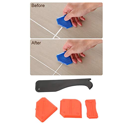 Lot de 4 Outils de Calfeutrage Dissolvant de Mastic Silicone Pelle Dissolvant de Calfeutrage pour l'étanchéité des Joints de Douche et D'évier (Rouge)