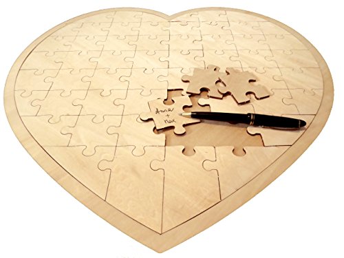 Rompecabezas de corazón de madera para firmas: el regalo de boda y bautizo ideal