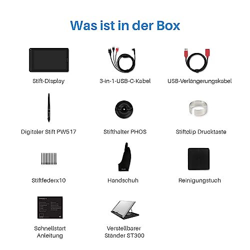 HUION Kamvas 13 Grafiktablett mit Display, 13,3 Zoll Volllaminatbildschirm Pen Display, 8...