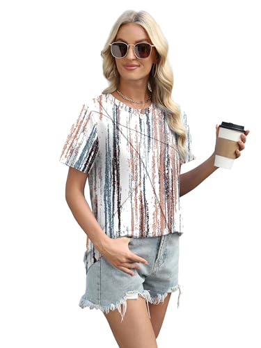 Image of XIEERDUO Womens Summer Tops 2026 Pleated Round Neck Short Sleeve Shirts Business Casual