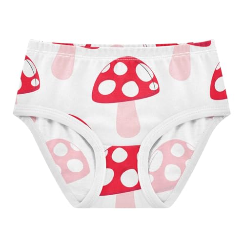 Girls Underwear Toddler 2t Cotton Panties for Girl Animal Briefs Undies Kids Cartoon Red Mushrooms White