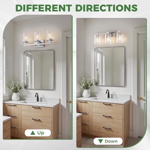 Image of DORESshop Bathroom Vanity Light Fixture Over Mirror Chrome Modern 3-Light
