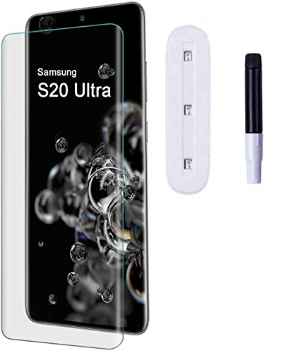 Image of VZZR?'s UV Tempered Glass for Samsung Galaxy S20 Ultra Advanced Border Less Full Screen Coverage (except edges) UV Screen Protector Guard with Installation Kit - Pack of 1