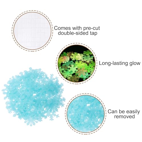 Adhesivos luminosos de copos de nieve azules 100pcs miniatura 4