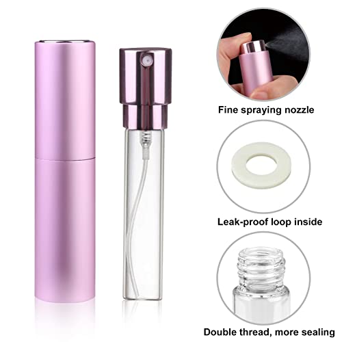 Image of Refillable Travel Perfume Atomiser Bottles, 2 Pcs 10ml Mini Portable Spray Bottles Refillable Perfume Aftershave Atomiser Empty Travel Bottles with Funnel (10ml (Pink+Light Purple))