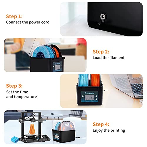 Image of Comgrow Filament Dryer, Upgraded Filament Dry Box, Large-Capacity 3D Filament Dehydrator for 2KG Filament, Compatible with 1.75mm, 2.85mm Filament and PLA PETG TPU ABS Material